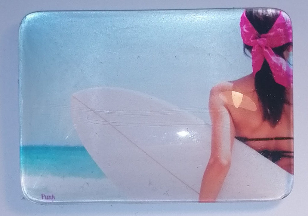 Crystal Glass Female Surfer Fridge Magnet | Fun Gift