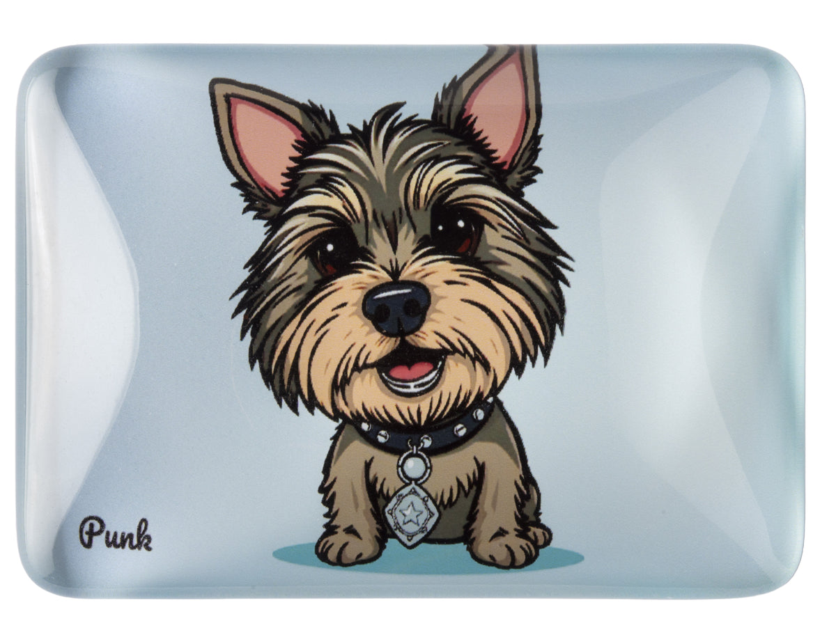 Crystal Glass Yorkshire Terrier Fridge Magnet — Unique Gift