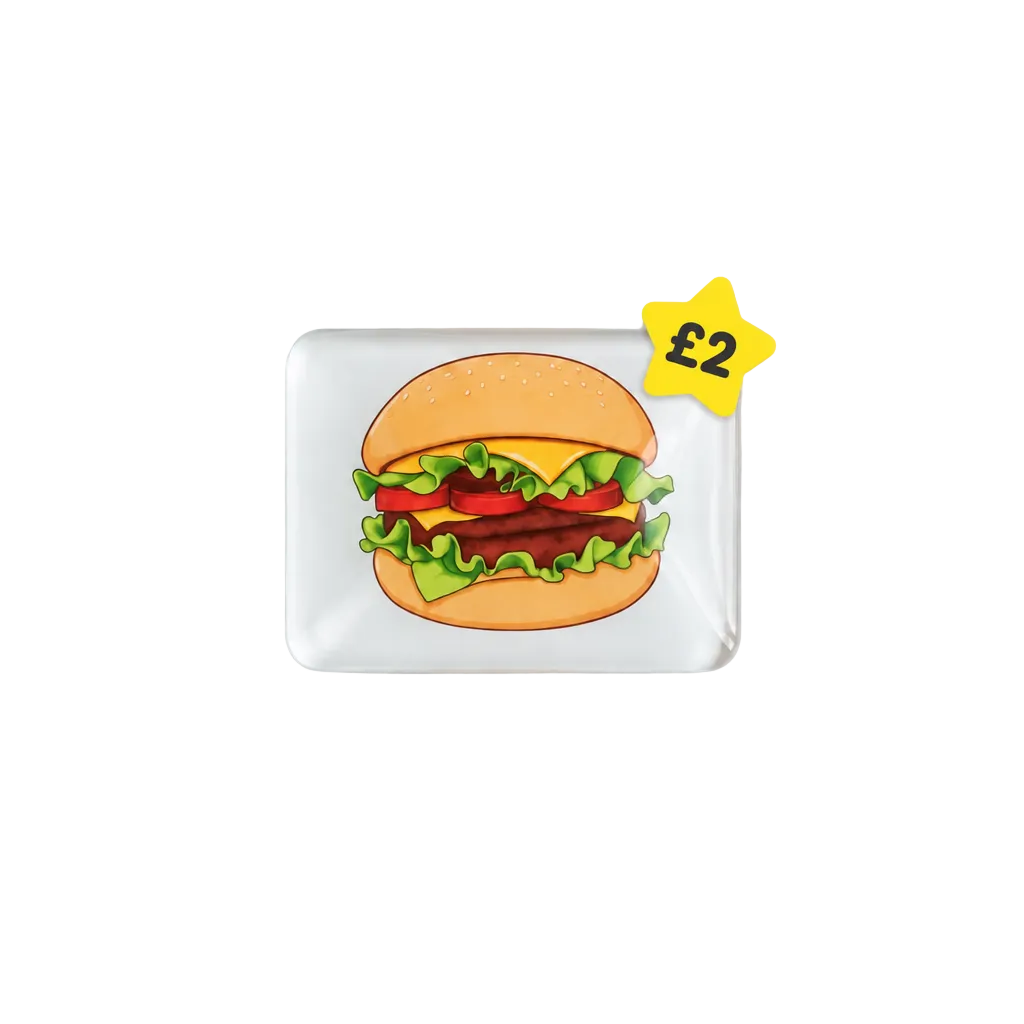 Beefburger fridge  magnet cartoon design exclusive from punkmagnets