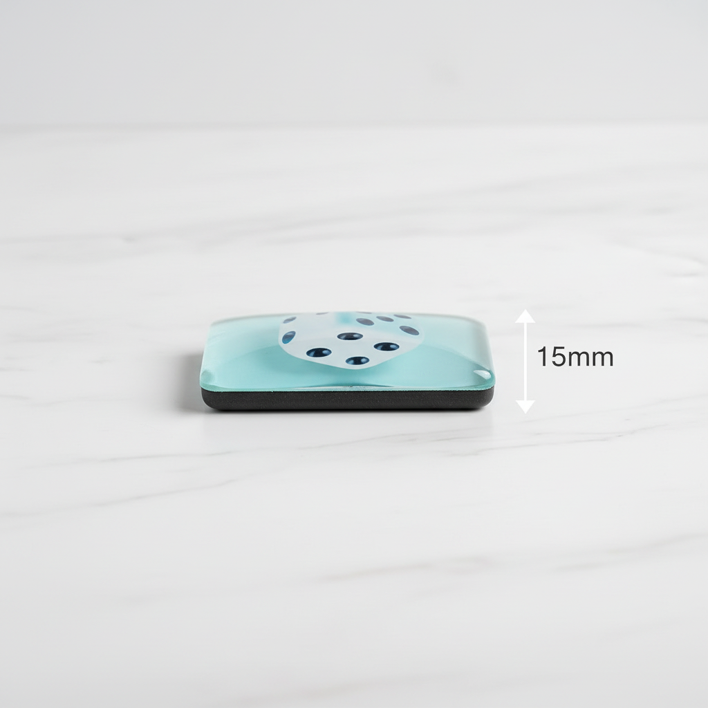 Crystal Glass Dice Magnet - 15mm Depth Side View