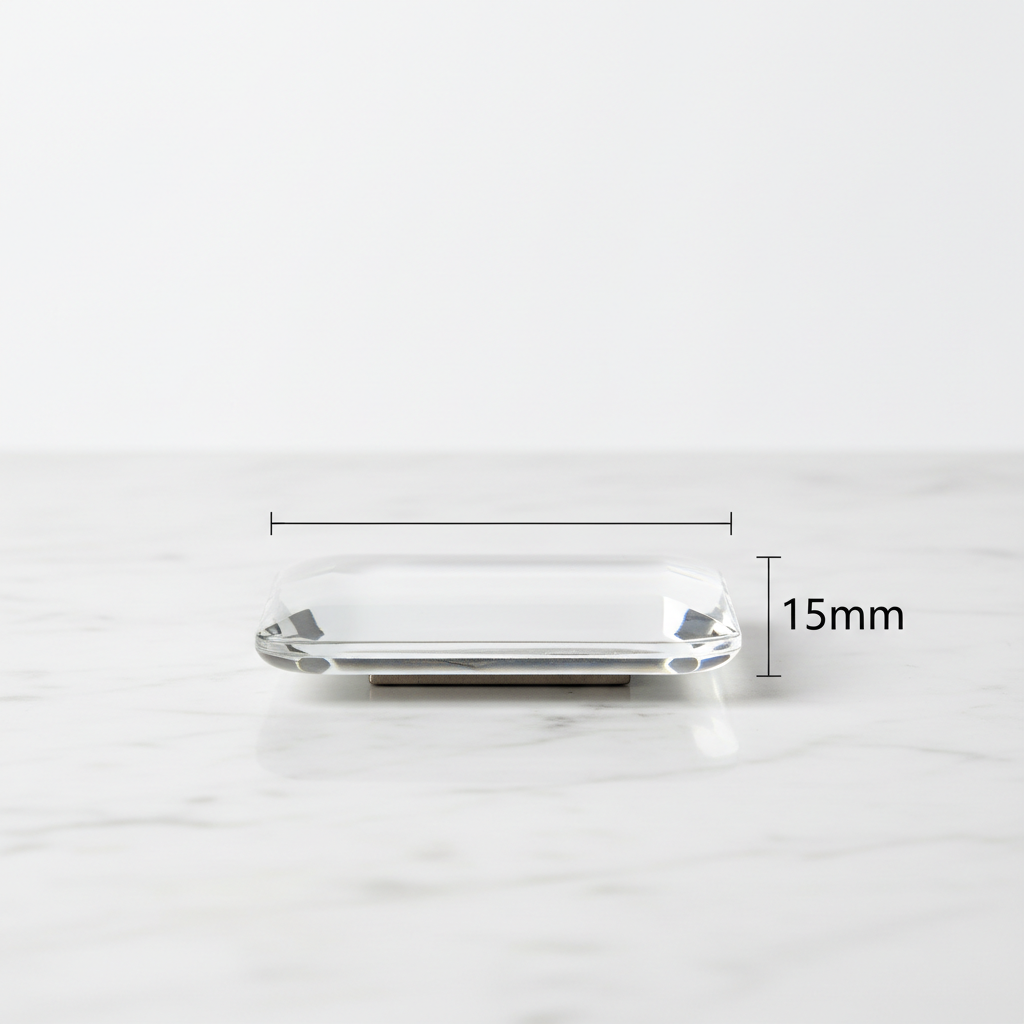Crystal Glass Magnet - 15mm Depth Side View Template