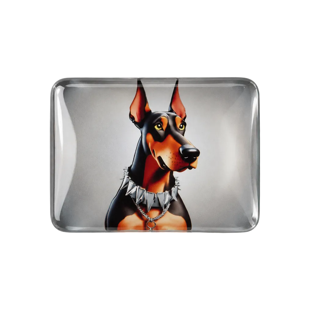 Doberman fridge magnet crystal glass