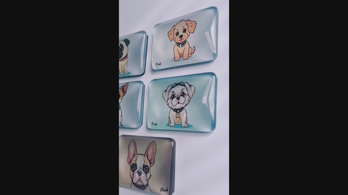 Little Dogs 5-Pack – Crystal Glass Small Dog Breed Fridge Magnets