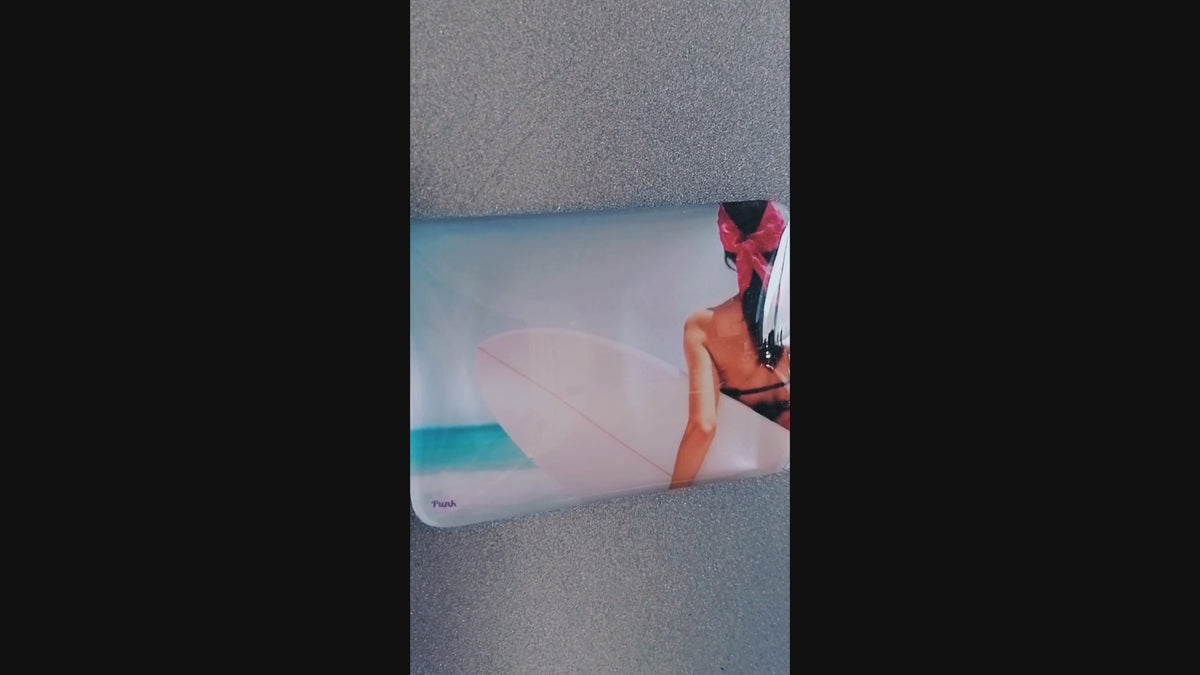 Crystal Glass Female Surfer Fridge Magnet