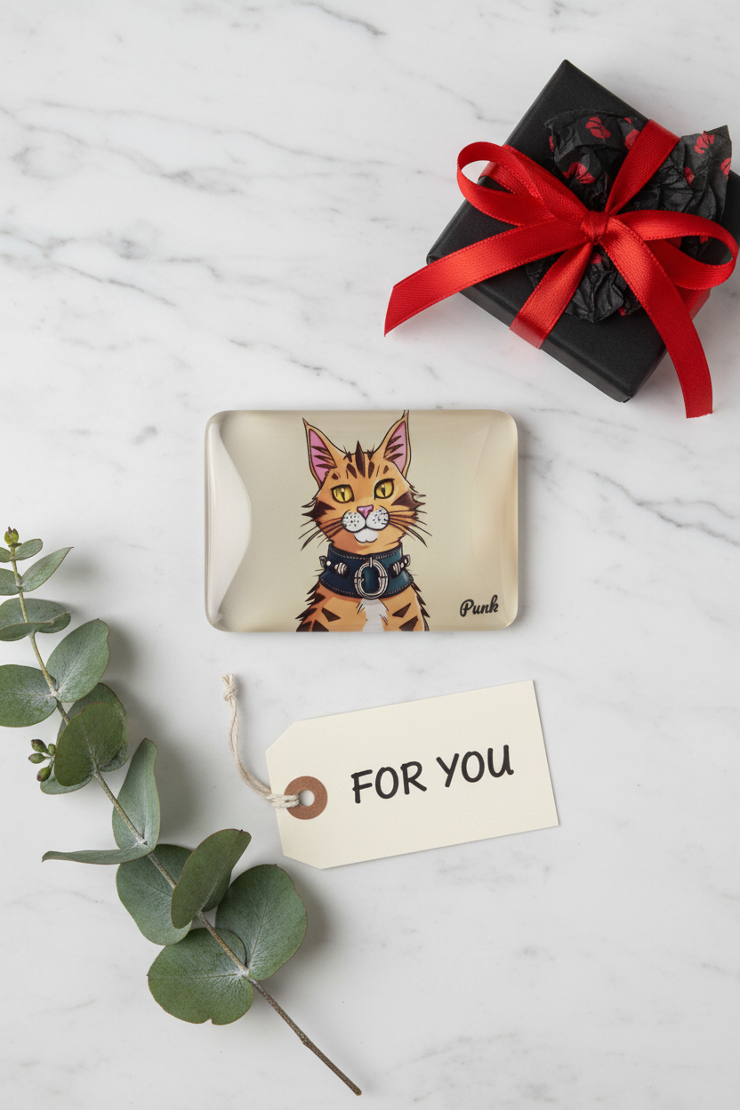 Punk Tabby Cat Magnet Gift Flatlay