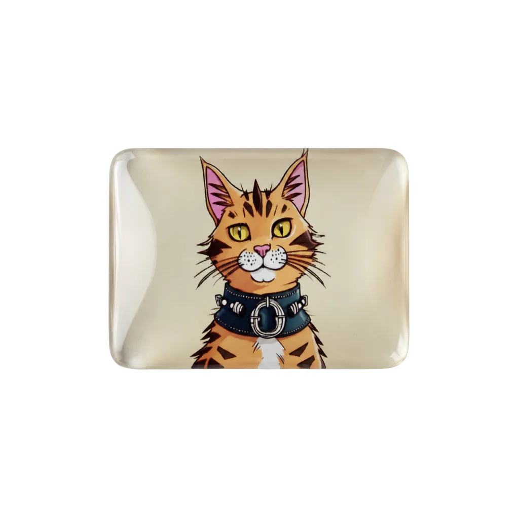 tabby cat fridge magnet image in crystal glass cartoon design
