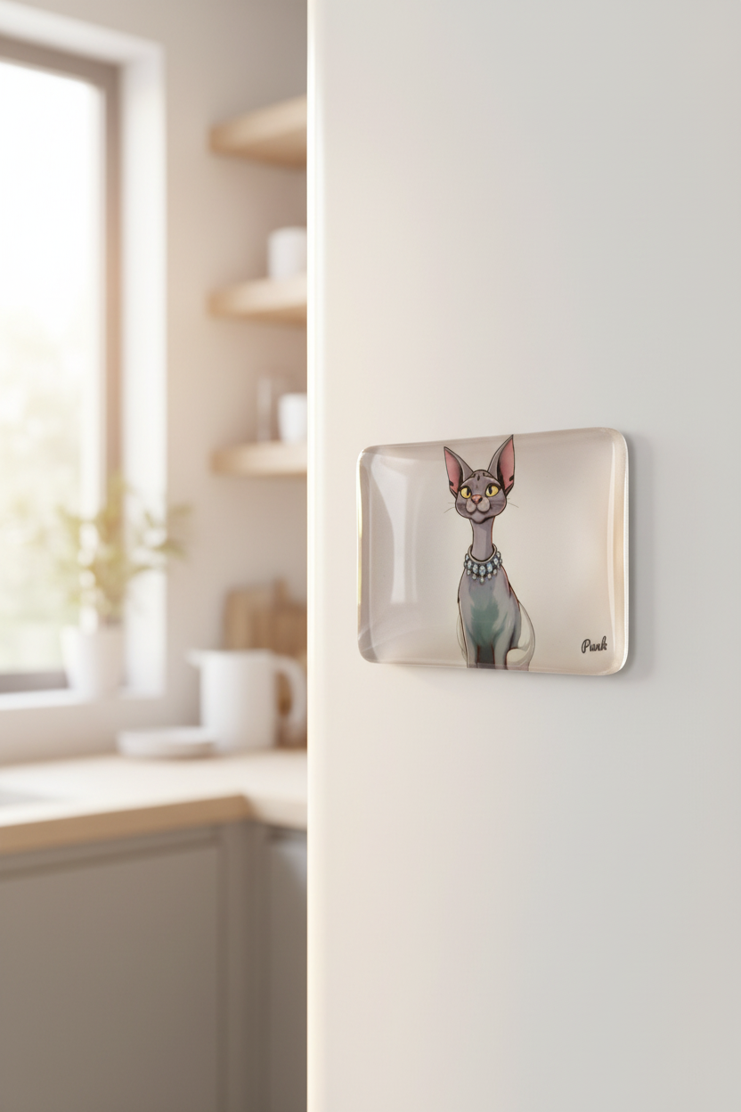 Sphynx Cat Fridge Magnet Lifestyle