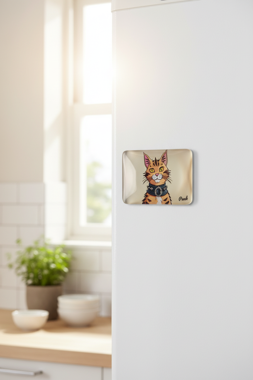 Tabby Cat Fridge Magnet Lifestyle